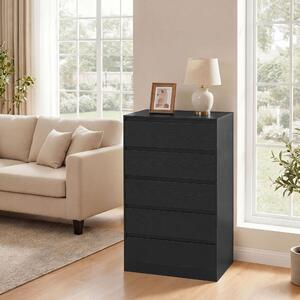 VASAGLE Komoda, úložná skříňka s 5 zásuvkami, vhodná do ložnice, rozměry 40,4 x 60,2 x 97,4 cm, moderní design, černá barva