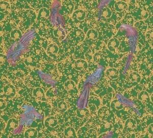 A.S. Création | Vliesová tapeta na zeď Versace 37053-3 | 0,70 x 10,05 m | zelená, žlutá, hnědá