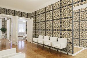 A.S. Création | Vliesová tapeta na zeď Versace 37055-3 | 0,70 x 10,05 m | zlatá, krémová, černá