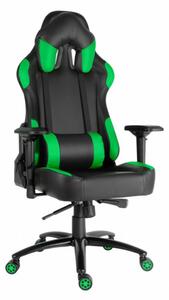 Herní židle RACING ZK-012 XL — PU kůže, černá / zelená, nosnost 130 kg