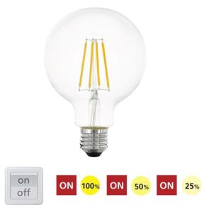Eglo 110181 BULB G95 - Vypínačem stmívatelná LED žárovka 7,3W, 2700K, crystal retro, 806lm (LED žárovka krokově stmívatelná 100%, 50%, 25%)