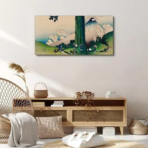 Obraz na plátně Obraz na plátně Horské strom vesničané mraky