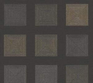 A.S. Création | Vliesová tapeta na zeď Ethnic Origin 37172-4 | 0,53 x 10,05 m | černá, zlatá, metalická
