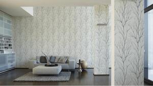 A.S. Création | Vliesová tapeta na zeď Blooming 37260-4 | 0,53 x 10,05 m | šedá, černá, bílá, metalická