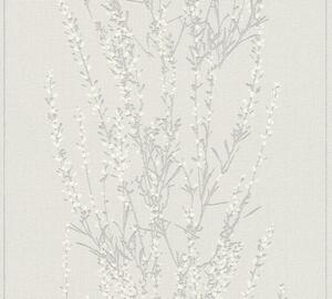Vliesová tapeta na zeď Blooming 37267-3 | 0,53 x 10,05 m | šedá, bílá, metalická | A.S. Création