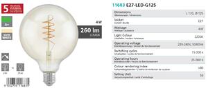 Eglo 11683 Retro Spiral Bulb - LED retro dekorativní žárovka E27, 4W, 2200K, G125 (LED žárovka s teplou barvou světla 2200K)