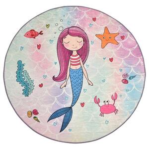 Conceptum Hypnose Dětský kulatý koberec Mermaid 140 cm růžový/modrý