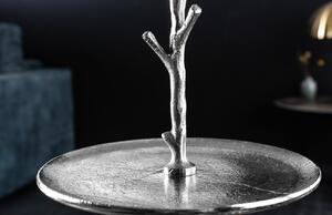 Moebel Living Stříbrný kovový třípatrový servírovací stojan Kalem
