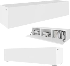 TV stolek KIRA 140 cm, závěsný nebo stojací, bílý mat