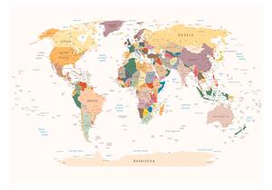 Fototapeta - Mapa světa 200x140 + zdarma lepidlo