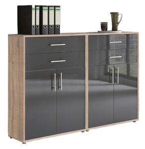 SKŘÍŇ NA ŠANONY, Sonoma dub, vysoce lesklá antracitová, 168,8/113,6/33 cm MID.YOU - Online Only kancelářský nábytek, Online Only