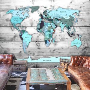 Samolepící fototapeta - Mapa světa: Modré kontinenty 196x140