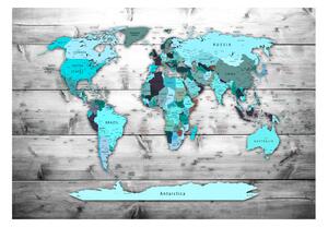 Samolepící fototapeta - Mapa světa: Modré kontinenty 98x70