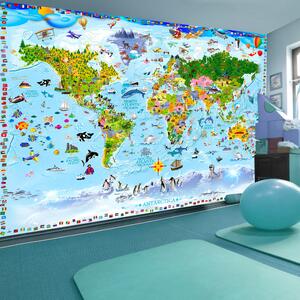 Samolepící fototapeta - Mapa světa pro děti 98x70