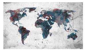 Fototapeta - Mapa světa na zdi III 450x270 + zdarma lepidlo