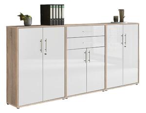 SKŘÍŇ NA ŠANONY, Sonoma dub, vysoce lesklá bílá, 253,2/113,6/33 cm MID.YOU - Online Only kancelářský nábytek, Online Only