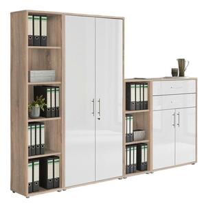 SKŘÍŇ NA ŠANONY, Sonoma dub, vysoce lesklá bílá, 257/185,6/33 cm MID.YOU - Online Only kancelářský nábytek, Online Only