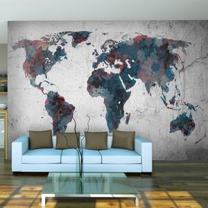 Fototapeta - Mapa světa na zdi I 250x193 + zdarma lepidlo