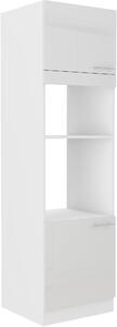 STOLARz 60 cm skříňka vysoká 2D na mikrovlnnou a pečící vestavnou troubu LARA Barevné provedení: Bílá / Bílý lesk