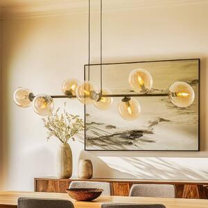 EMIBIG LIGHTING Závěsné světlo Glassy, 8 žárovek, černé, jantarové, sklo, E14, stmívatelný, Černá, Obývací pokoj / jídelna, kov, Moderní