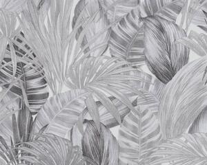 A.S. Création | Vliesová tapeta na zeď Greenery 36820-3 | 0,53 x 10,05 m | bílá, černá, šedá