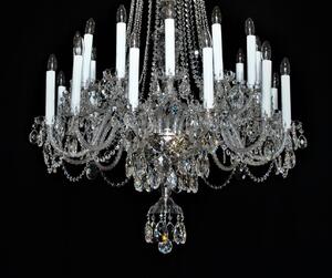 24-ramenný stříbrný křišťálový lustr s dlouhými svícemi "Queen Victoria"
