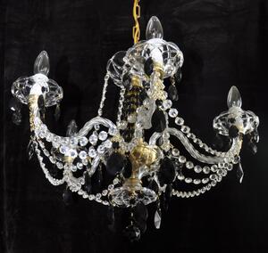6 Arms Crystal chandelier with hand cut glass tulips & twisted arms