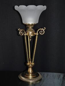 Masivní vysoká stolní lampa z odlévané mosazi s pískovaným sklem TL-1-pisk20x48-det1