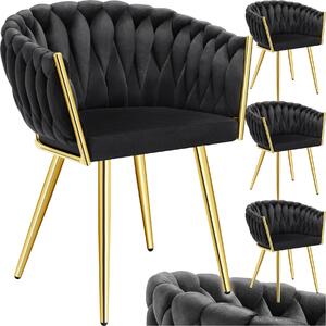 Tectake® Set jídelní židle Astano čalouněná, se sametovým potahem, pletený vzor 60,5 x 55 x 75 cm