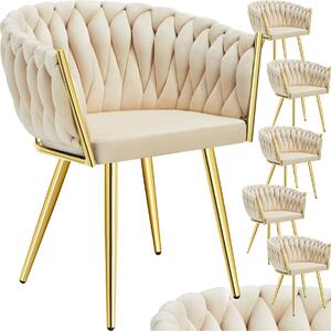 Tectake® Set jídelní židle Astano čalouněná, se sametovým potahem, pletený vzor 60,5 x 55 x 75 cm
