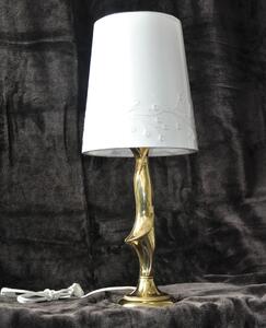Klasická mosazná stolní lampa s bílým stínítkem