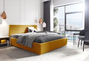 Čalouněná postel Katy 160x200cm, žlutá MattVelvet