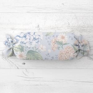 Biante Polštář válec bonbon Sandra SA-785 Květy hortenzie na světle modrém 15x40 cm