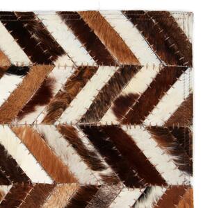 Koberec patchwork pravá kůže 120x170cm chevron hnědobílý