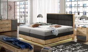 Luxusní box spring postel Toronto 160x200 + LED, grafitová Monolith