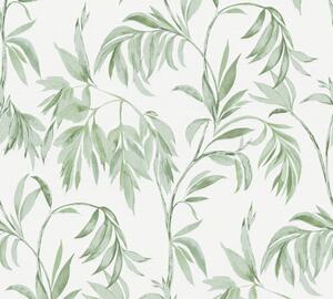 Vliesová tapeta na zeď Attractive 37830-1 | 0,53 x 10,05 m | bílá, zelená | A.S. Création