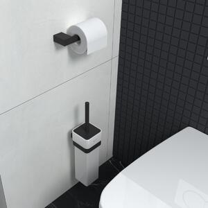 WC štětka černá s držákem na zeď, hranatá rukojeť, vysoká nádoba keramická NIMCO KIBO černá Ki-14094K-90