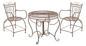 Souprava kovových židlí a stolu Sheela (SET 2 + 1) - Hnědá antik