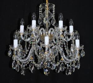 12 Arms silver crystal chandelier with cut crystal body & crystal almonds