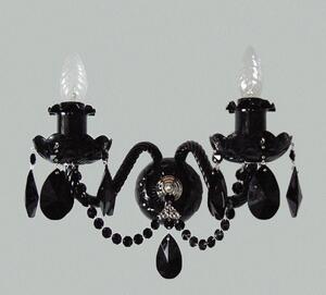 2 Arms Silver wall light with Black almonds