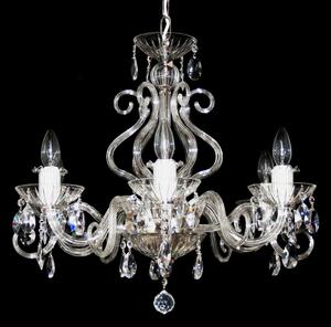 6 Arms Silver crystal chamdelier with glass horns & cut crystal almonds