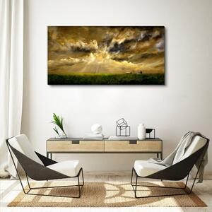 Obraz na plátně Obraz na plátně Krajina vesnice pole obloha