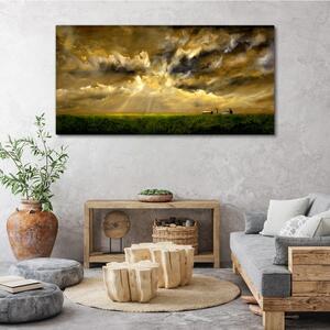 Obraz na plátně Obraz na plátně Krajina vesnice pole obloha