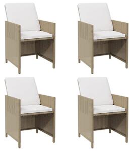 Zahradní židle s poduškami 4 ks polyratan béžové