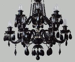 12 Arms Silver crystal chandelier with Black almonds