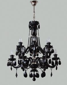 12 Arms Silver crystal chandelier with Black almonds