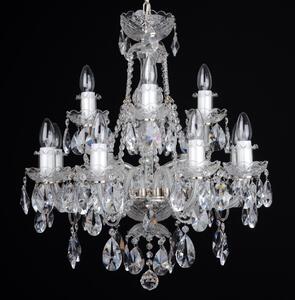 12 Arms Silver crystal chandelier with cut crystal almonds