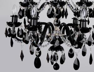 12 Arms Silver crystal chandelier with Black almonds & Clear crystal chains