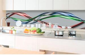 DIMEX | Fototapeta do kuchyně Třpytící se vlna KI-180-093 | 180 x 60 cm | zelená, modrá, červená, šedá