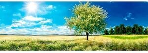 DIMEX | Fototapeta do kuchyně Strom na louce KI-180-085 | 180 x 60 cm | zelená, modrá